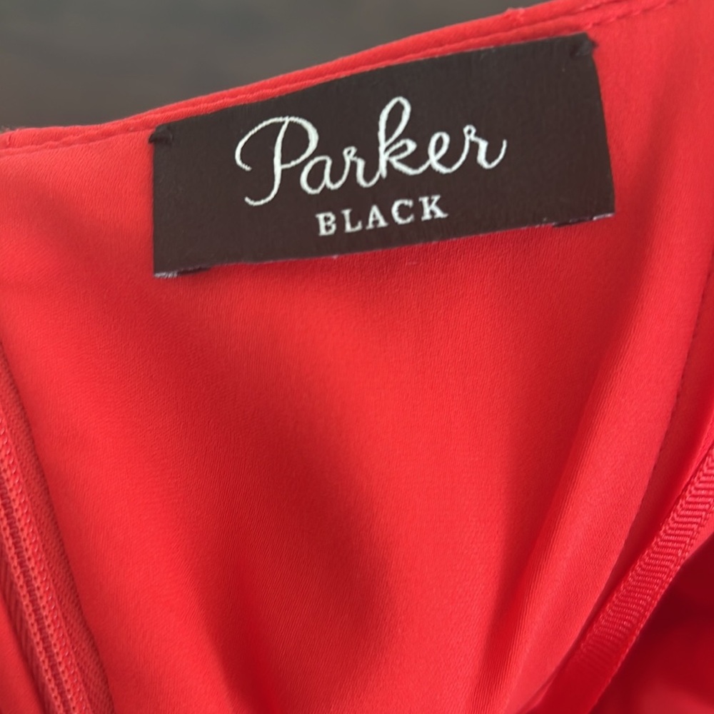 Helen Tiered Off-the-Shoulder Silk Gown, Coral - Picture 3 of 4